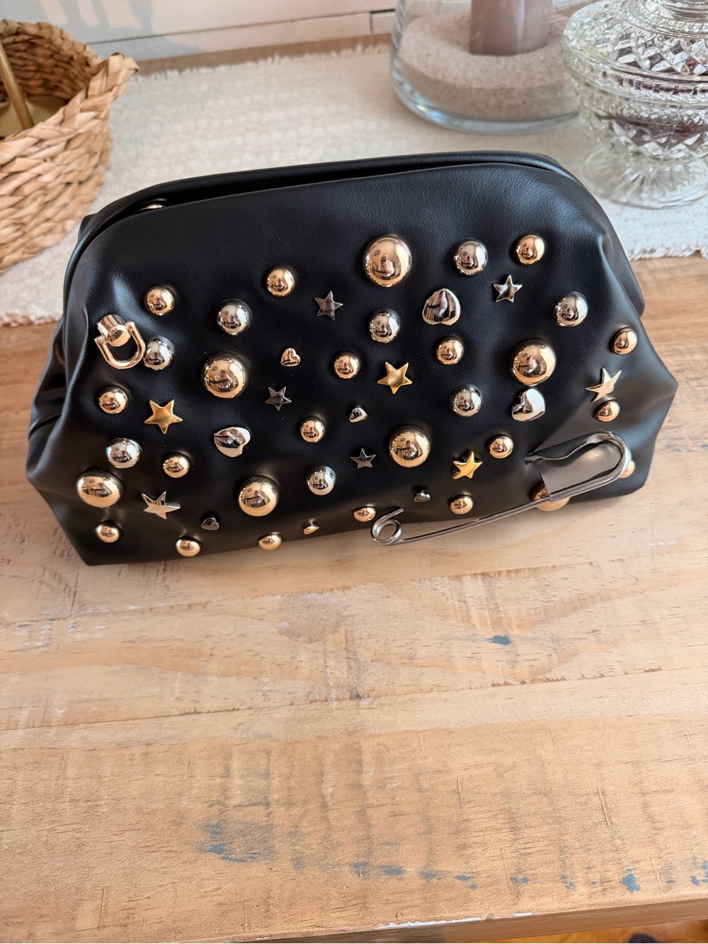 Target Black clutch / crossbody with custom Studs